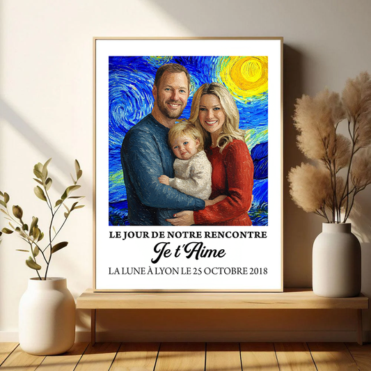 Je t'aime - Impression Sur Toile Personnalisée - Cadeau Familial