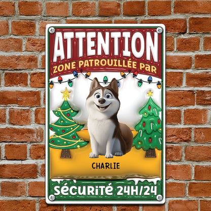 Attention Zone Noël – Plaque En Métal Personnalisée