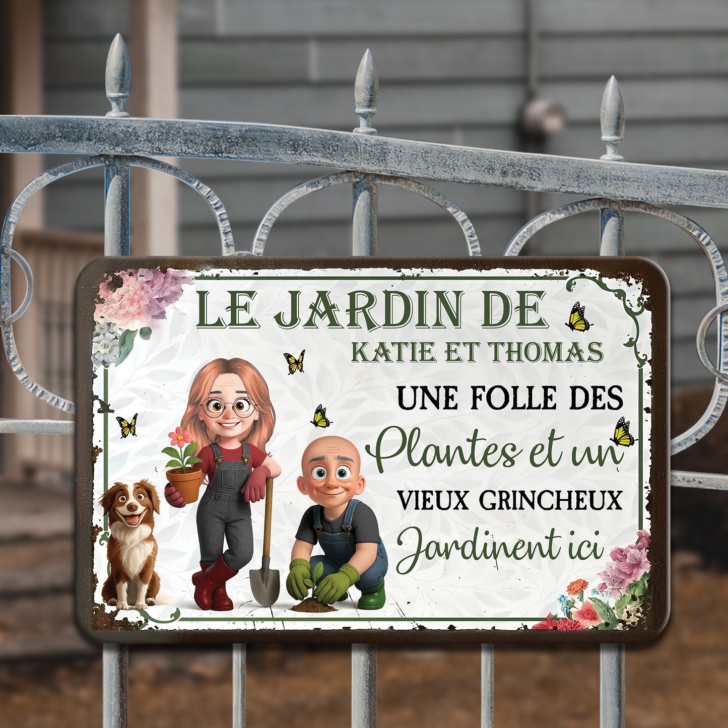 Une Folle Des Plantes Et Un Vieux Grincheux – Plaque En Métal Personnalisée
