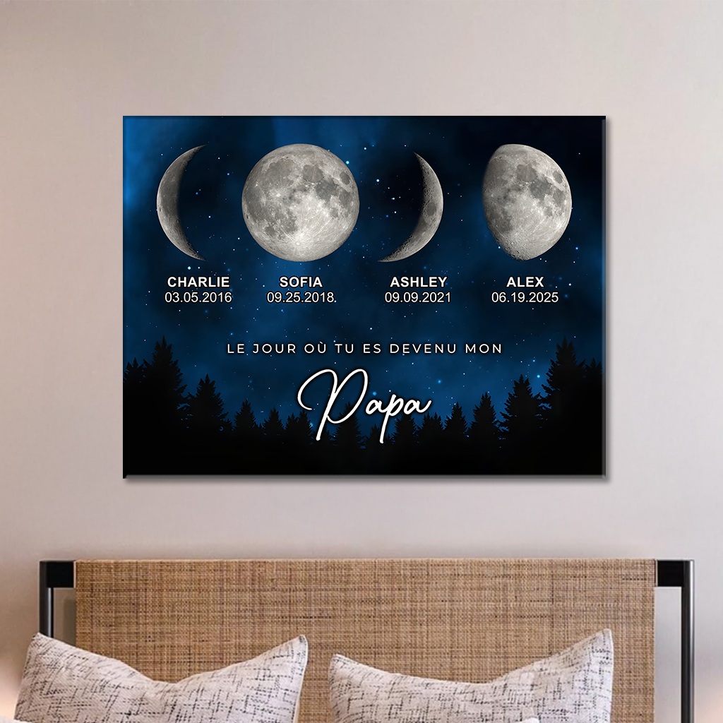 Le Jour Où Tu Es Devenu Mon Papa - Impression Sur Toile Personnalisée - Cadeau Familial