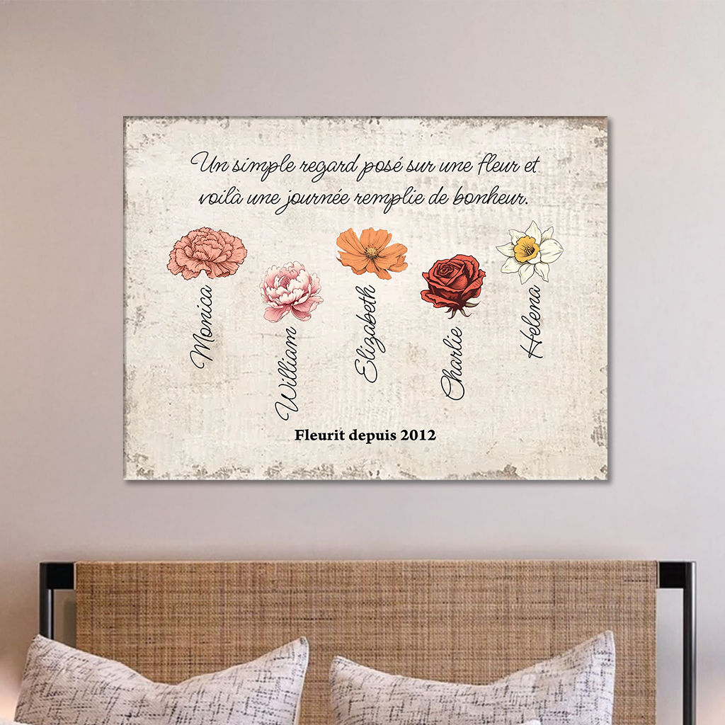 Le Jardin De Mamie - Impression Sur Toile Personnalisée - Cadeau Familial