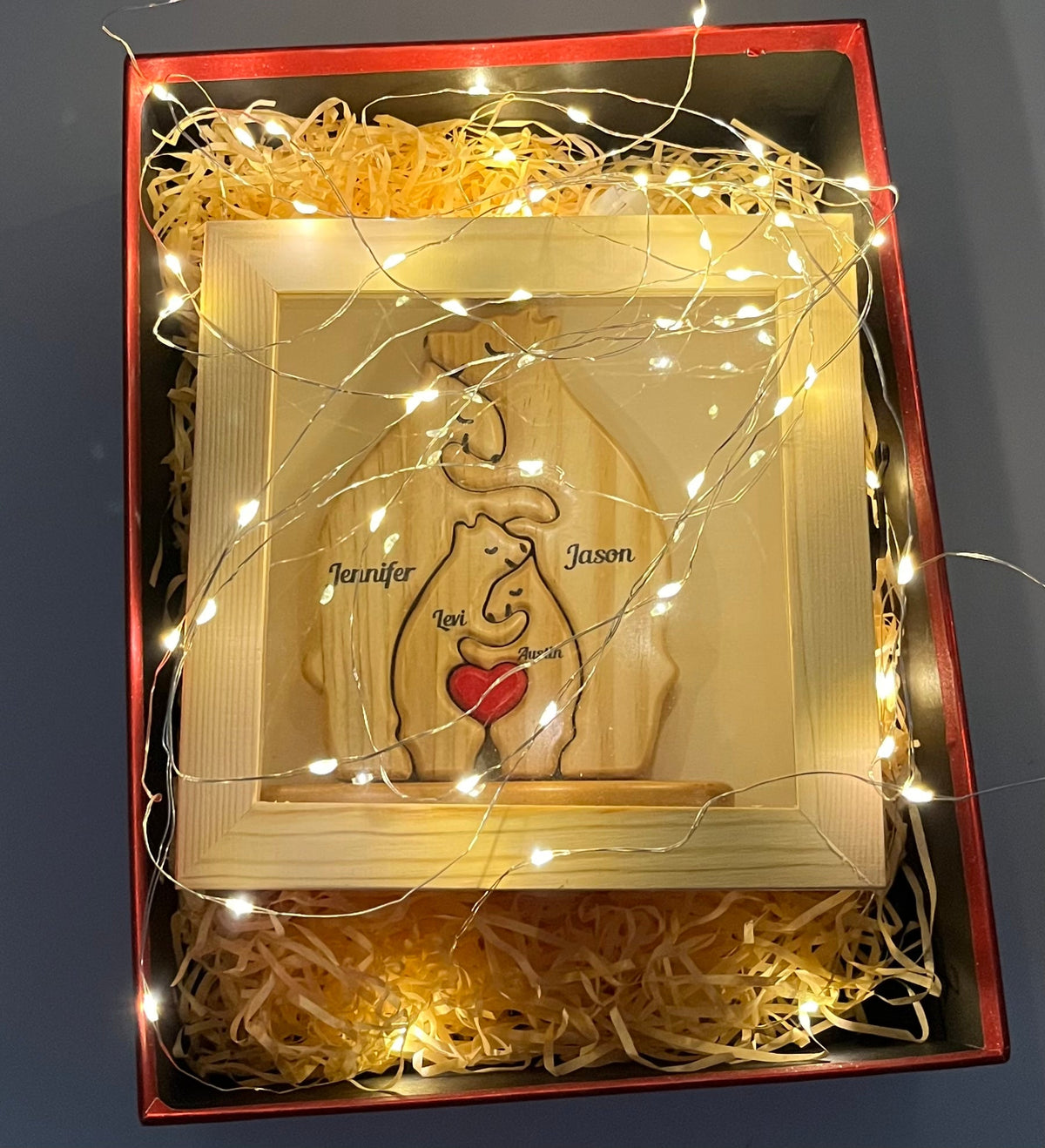 Cadre en bois avec vitre en acrylique transparente et porte à charnière – vitrine anti-poussière avec inscription en italique (boîte uniquement)