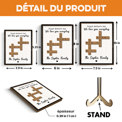 Panneau Personnalisé avec Nom de Famille - Panneau en bois de mots croisés Scrabble - Cadeau personnalisé pour la famille (Color)