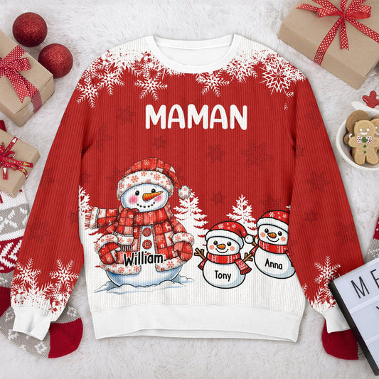 Pull de Noël Moche Personnalisé – Motif Bonhomme De Neige, Drôle Et Original