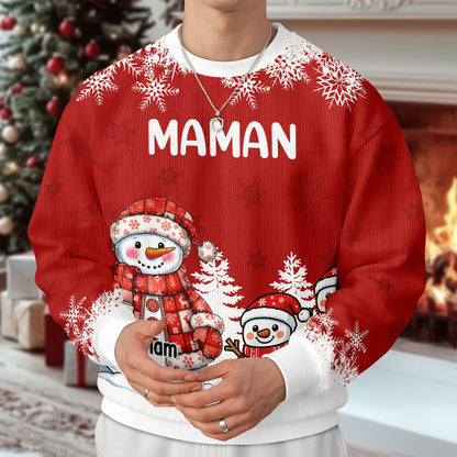 Pull de Noël Moche Personnalisé – Motif Bonhomme De Neige, Drôle Et Original