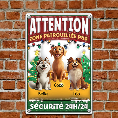 Attention Zone Noël – Plaque En Métal Personnalisée