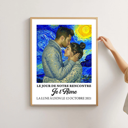 Je t'aime - Impression Sur Toile Personnalisée - Cadeau Familial