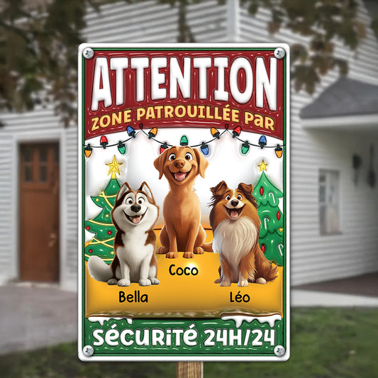 Attention Zone Noël – Plaque En Métal Personnalisée