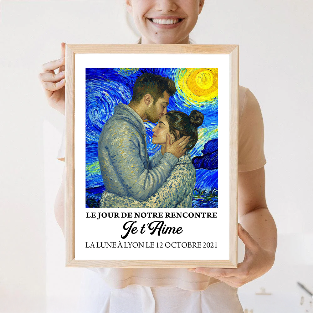 Je t'aime - Impression Sur Toile Personnalisée - Cadeau Familial