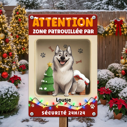 Attention Zone Sécurité 24H/24 Noël 2025 - Plaque En Métal Personnalisée