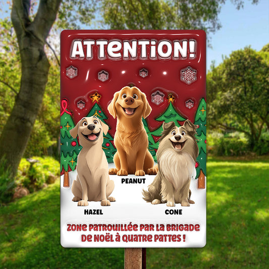 Zone Patrouillée Par La Brigade De Noël À Quatre Pattes – Plaque En Métal Personnalisée
