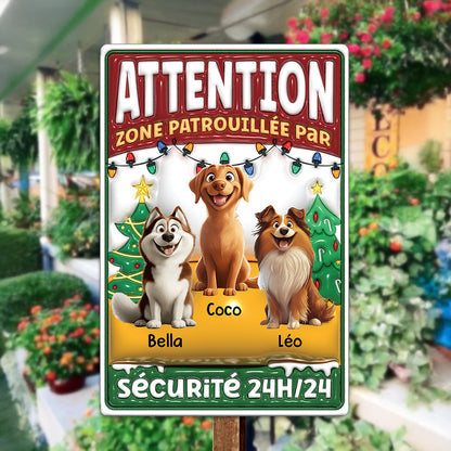 Attention Zone Noël – Plaque En Métal Personnalisée
