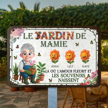 Le Jardin De Mamie – Plaque En Métal Personnalisée