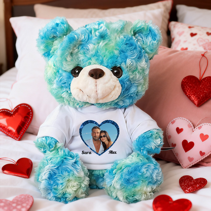 Joyeuse Saint-Valentin Scintiller - Ours En Peluche en T-shirt Personnalisé avec Photo