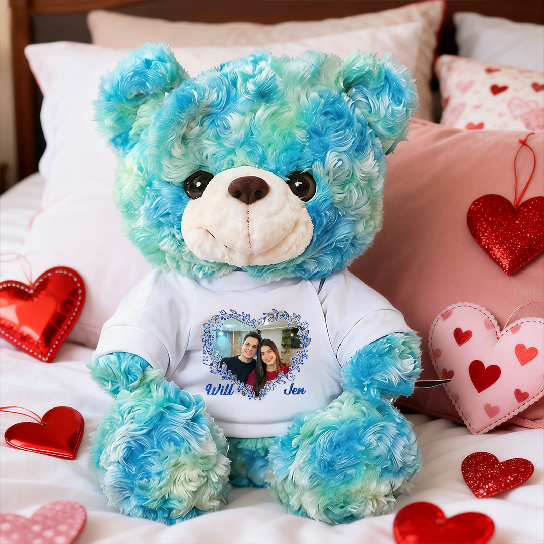 Joyeuse Saint-Valentin - Ours En Peluche en T-shirt Personnalisé avec Photo