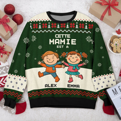 Cette Mamie Est À – Motif Bonhomme De Neige, Drôle Et Original