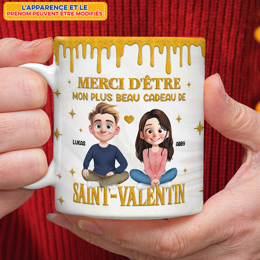 Merci D’être Mon Plus Beau Cadeau De Saint-Valentin - Mug Personnalisé 3D Gonflé Effet