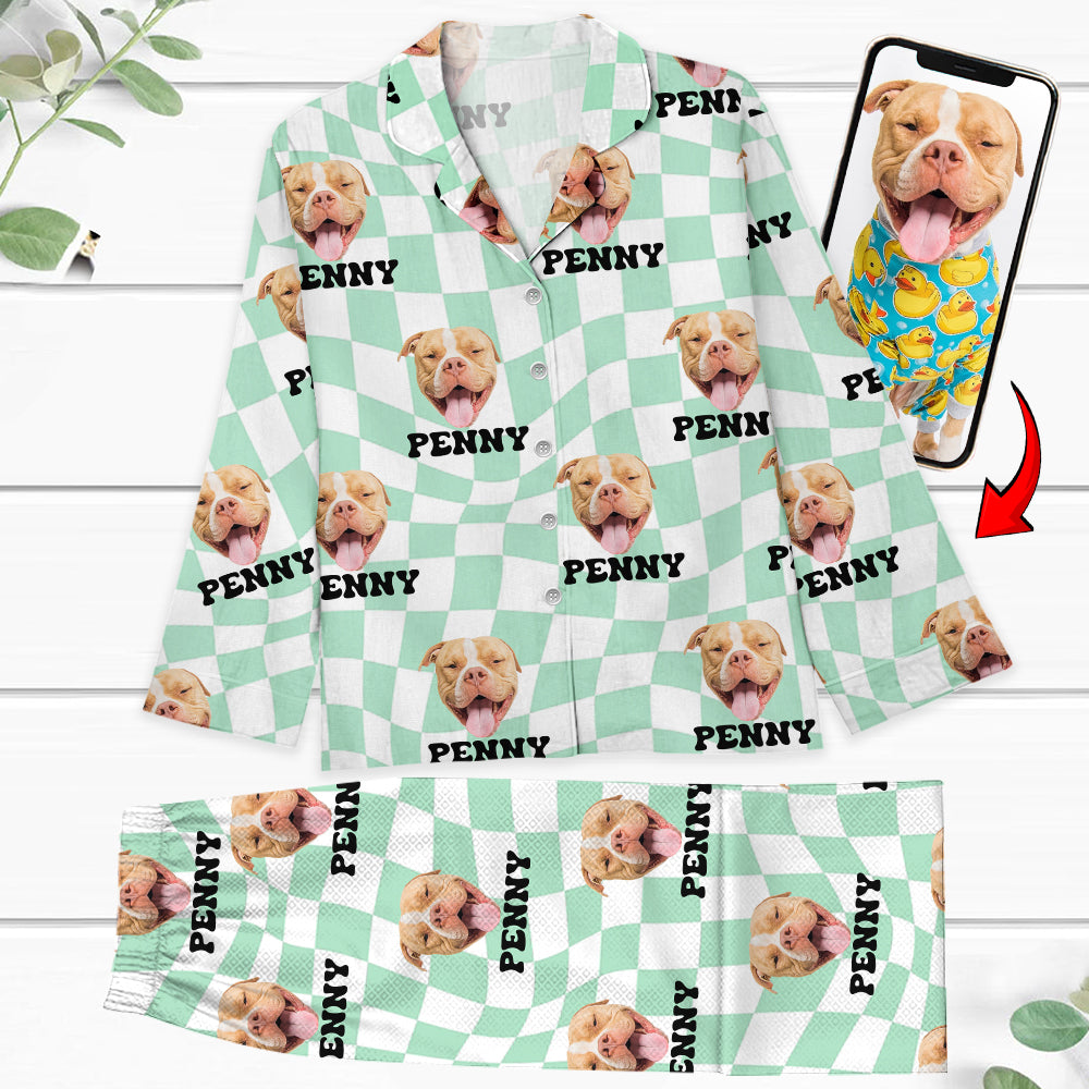 Pyjama de Noël Personnalisé avec Photo - Pyjama de Noël à Carreaux pour Famille - Ensembles de Pyjama de Noël Assortis