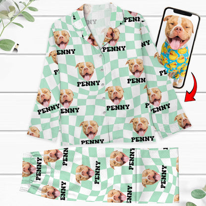 Pyjama de Noël Personnalisé avec Photo - Pyjama de Noël à Carreaux pour Famille - Ensembles de Pyjama de Noël Assortis