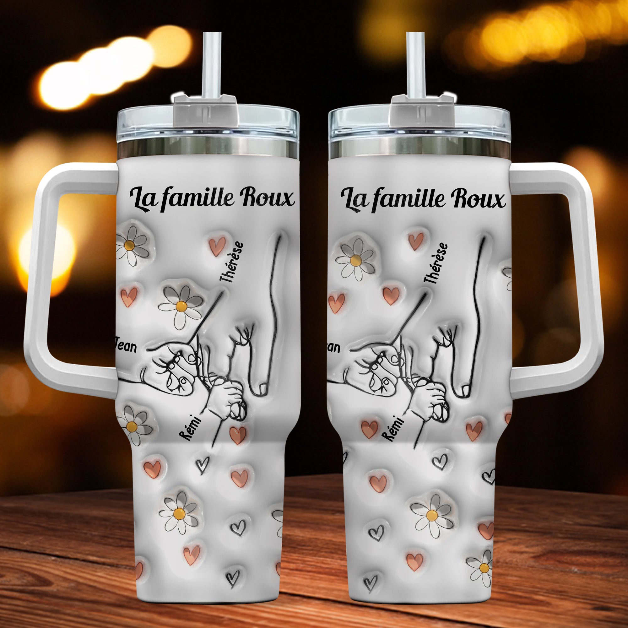 Mug Thermos 3D Empreintes Avec Nom de Famille 40oz - Mug Thermos Personnalisé