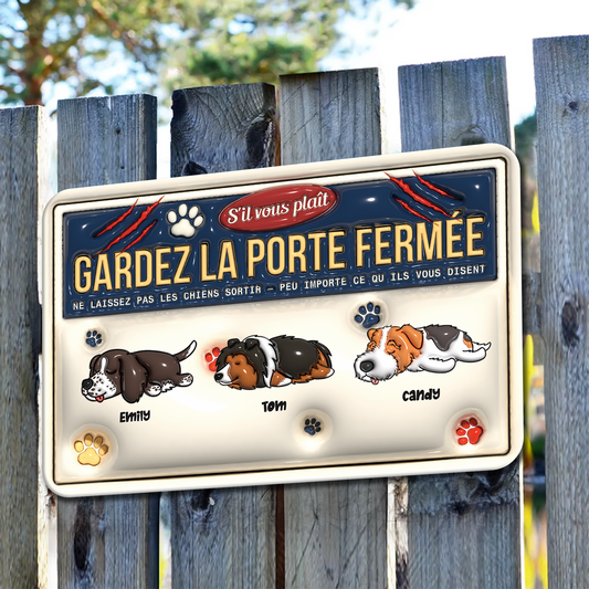 S'il te plaît - Plaque De Porte Humoristique De Chien En Métal À Personnaliser