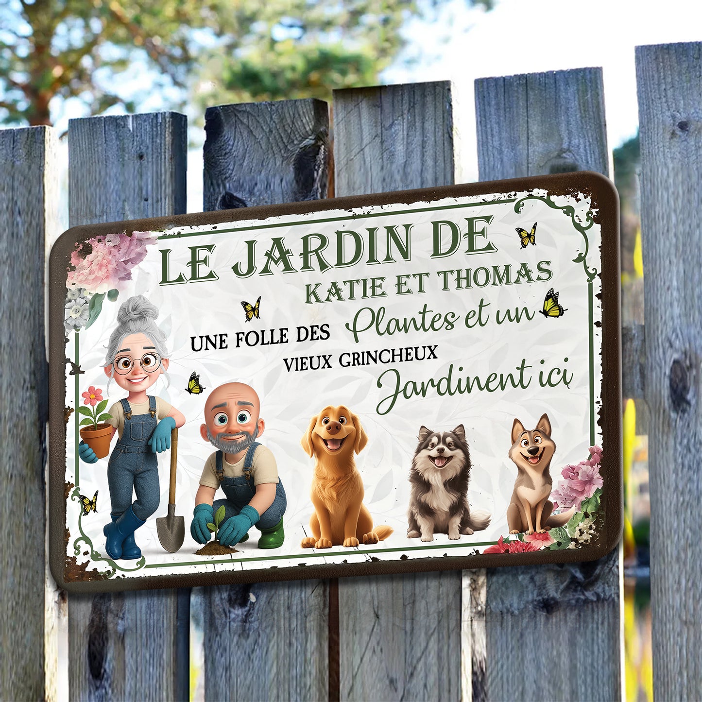Une Folle Des Plantes Et Un Vieux Grincheux – Plaque En Métal Personnalisée
