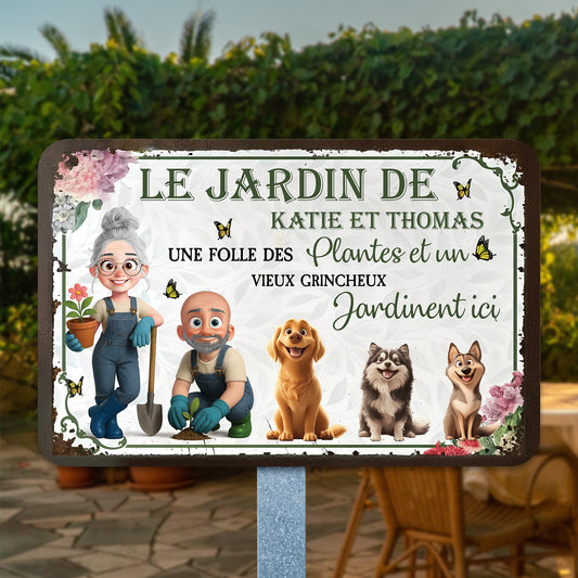 Une Folle Des Plantes Et Un Vieux Grincheux – Plaque En Métal Personnalisée