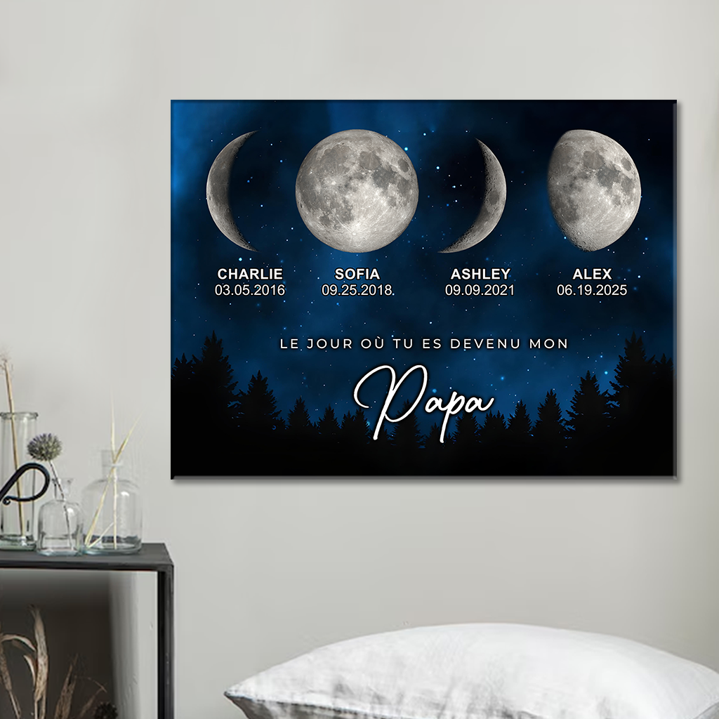 Le Jour Où Tu Es Devenu Mon Papa - Impression Sur Toile Personnalisée - Cadeau Familial