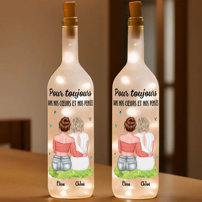 Pour Toujours Dans Nos Cœurs Et Nos Pensées - Bouteille Lumineuse Personnalisée