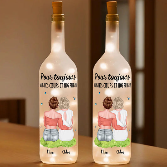 Pour Toujours Dans Nos Cœurs Et Nos Pensées - Bouteille Lumineuse Personnalisée