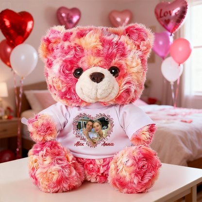 Joyeuse Saint-Valentin - Ours En Peluche en T-shirt Personnalisé avec Photo