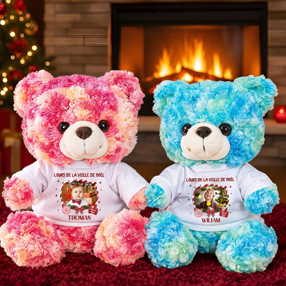 L’Ours De La Veille De Noël - Ours En Peluche en T-shirt Personnalisé avec Photo