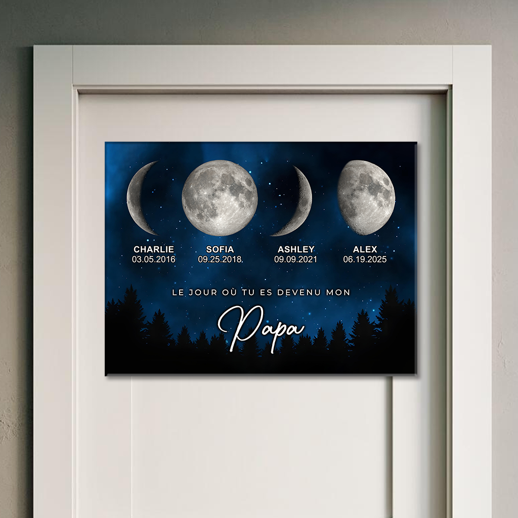 Le Jour Où Tu Es Devenu Mon Papa - Impression Sur Toile Personnalisée - Cadeau Familial
