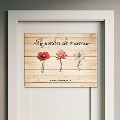 Le Jardin De Mamie - Impression Sur Toile Personnalisée - Cadeau Familial
