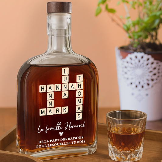 De la part des raisons pour lesquelles tu bois – Bouteille de whisky personnalisée pour la famille