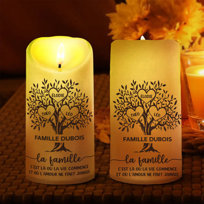 La Famille L'amour Ne Finit Jamais - Bougie LED Sans Flamme Personnalisée