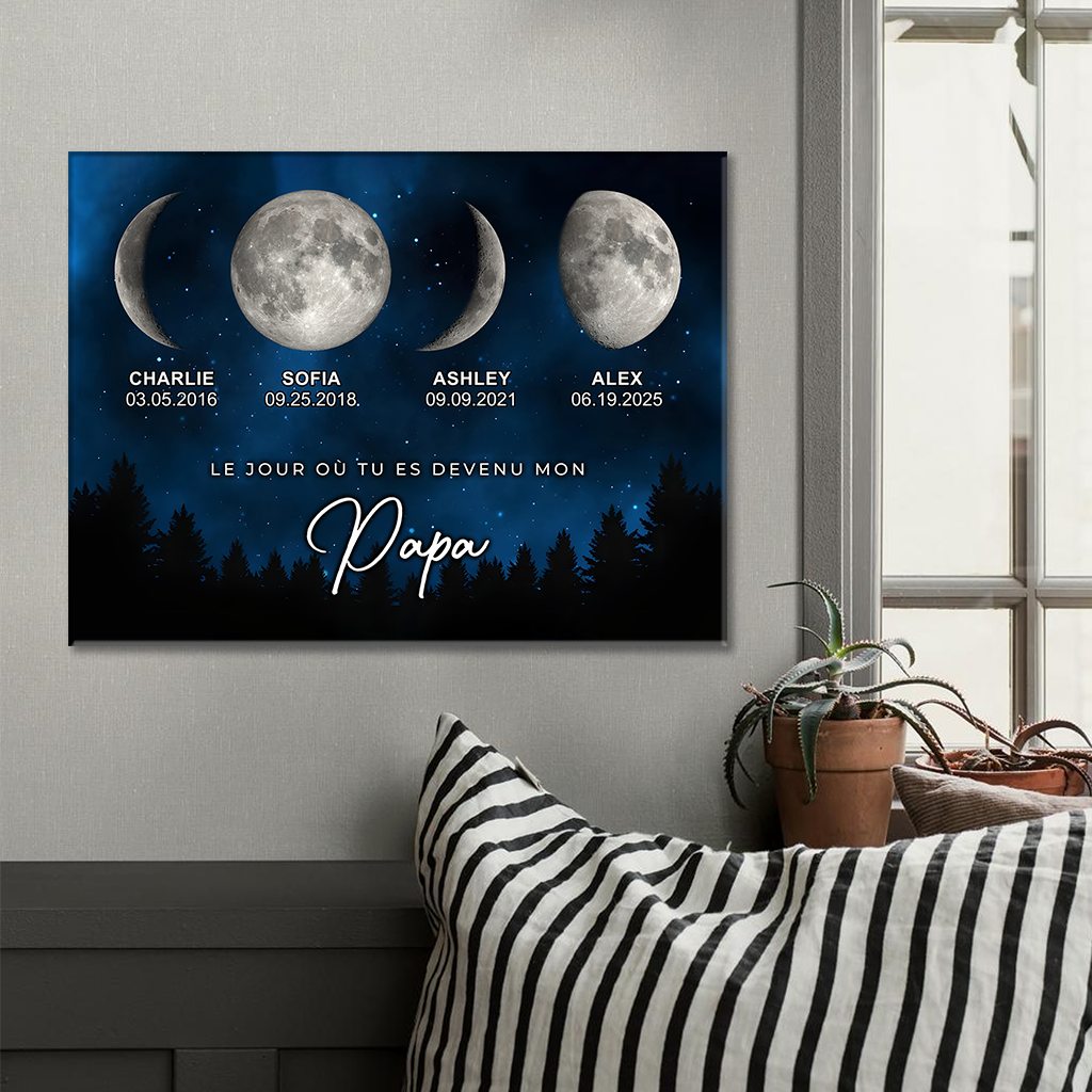 Le Jour Où Tu Es Devenu Mon Papa - Impression Sur Toile Personnalisée - Cadeau Familial