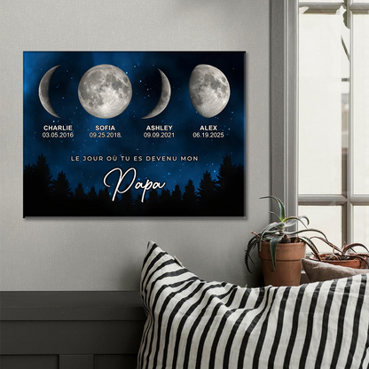 Le Jour Où Tu Es Devenu Mon Papa - Impression Sur Toile Personnalisée - Cadeau Familial