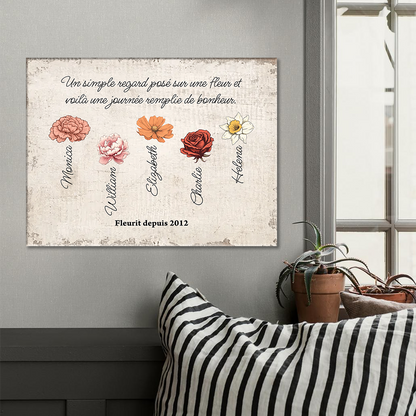 Le Jardin De Mamie - Impression Sur Toile Personnalisée - Cadeau Familial