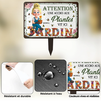 Une Accro Aux Plantes Vit Ici  – Piquet De Jardin En Métal