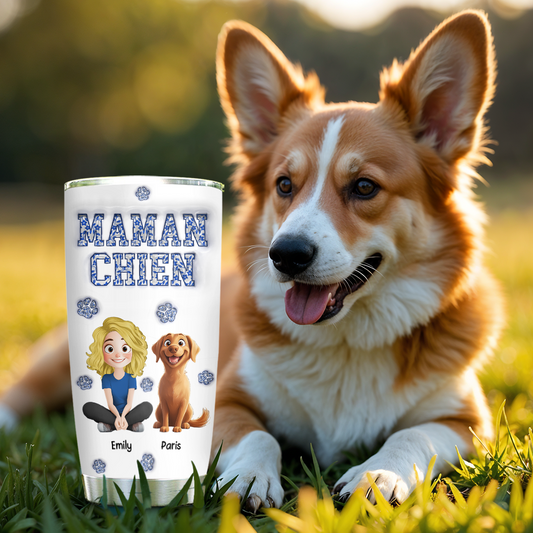 Maman Chien Fleurir - Gobelet 20oz Personnalisé