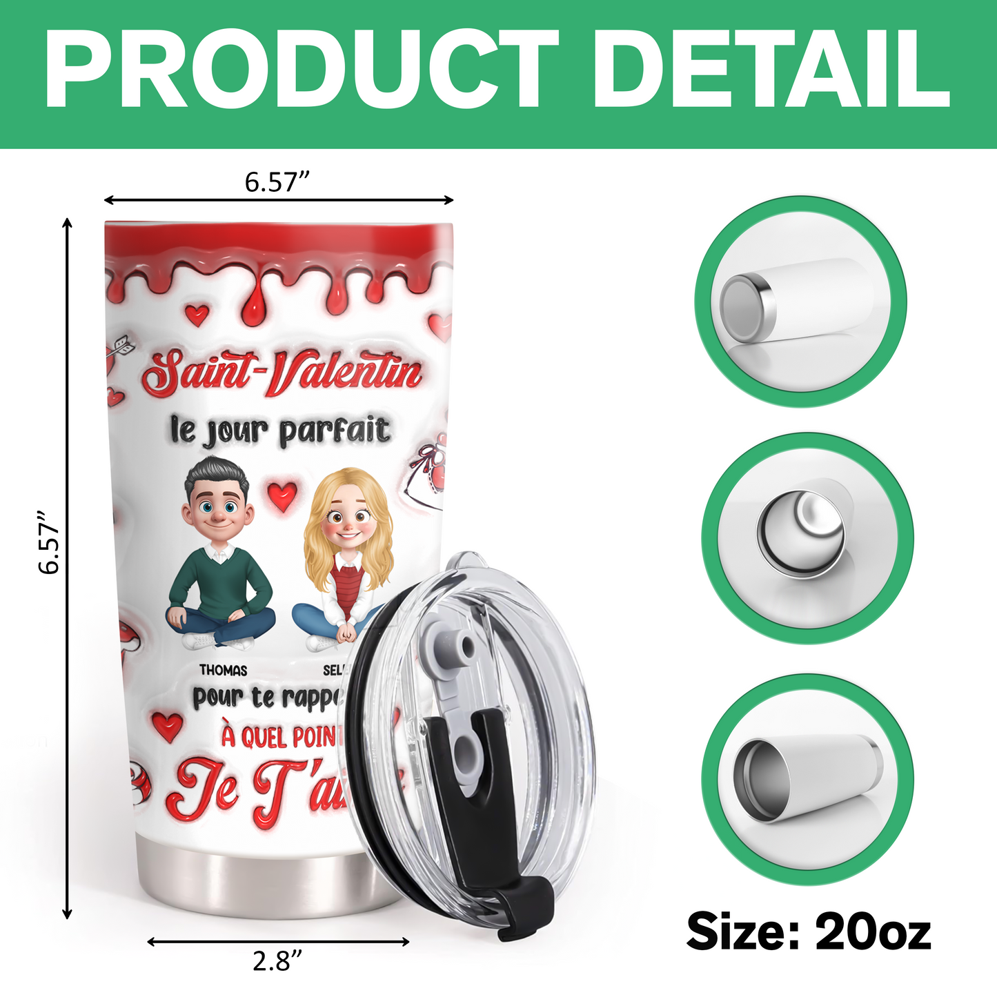 Saint-Valentin - Gobelet 590ml Personnalisé