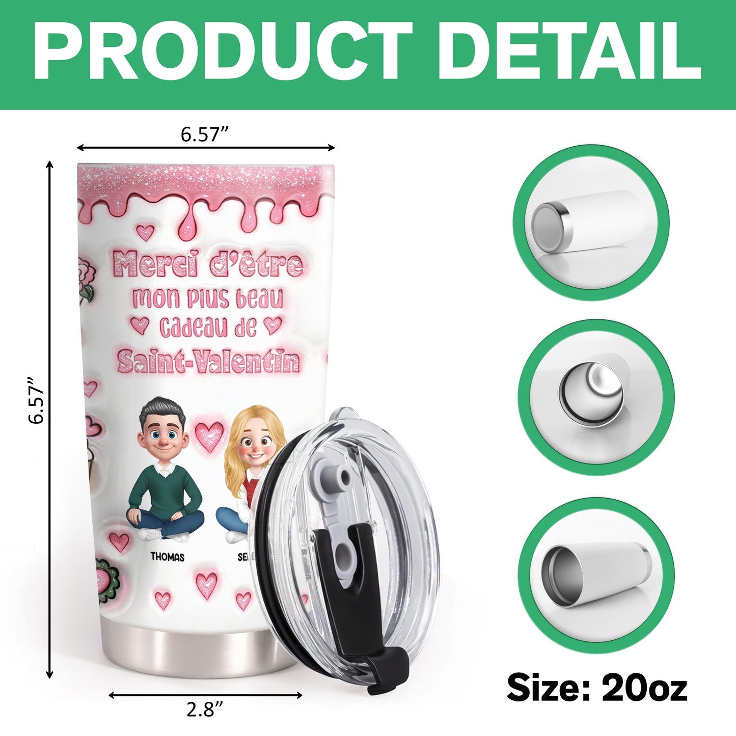 Merci D’être Mon Plus Beau Cadeau De Saint-Valentin - Gobelet 590ml Personnalisé