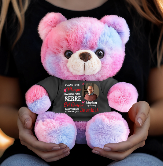 Quand Je Te Manque N'aie Pas Peur - Ours En Peluche en T-shirt Personnalisé avec Photo