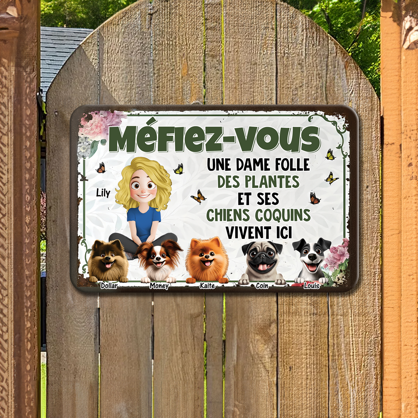 Méfiez-vous Une Dame Folle Des Plantes - Plaque En Métal Personnalisée