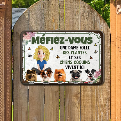 Méfiez-vous Une Dame Folle Des Plantes - Plaque En Métal Personnalisée