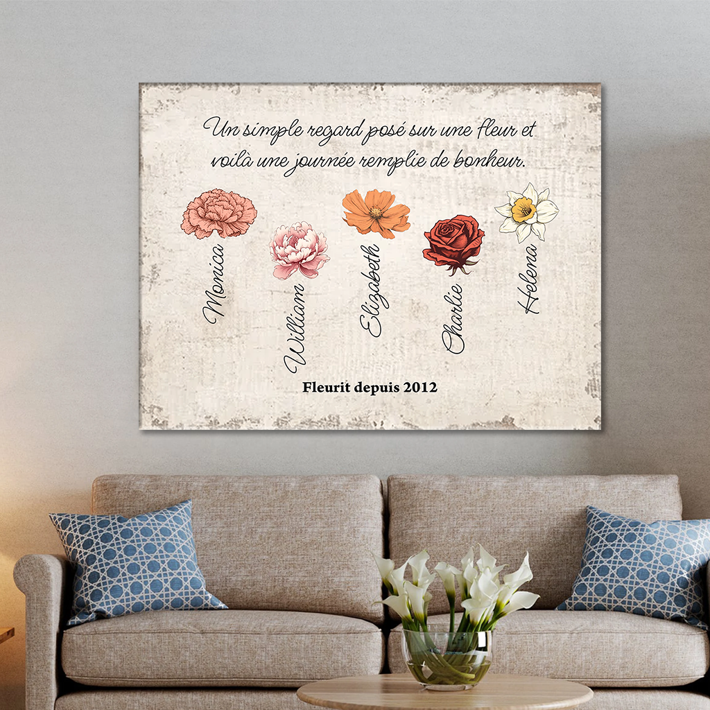 Le Jardin De Mamie - Impression Sur Toile Personnalisée - Cadeau Familial