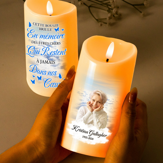 Cette Bougie Brille - Toujours Aimé - Jamais Oublié - Bougie LED Sans Flamme Personnalisée