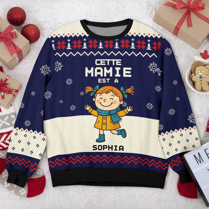 Cette Mamie Est À – Motif Bonhomme De Neige, Drôle Et Original