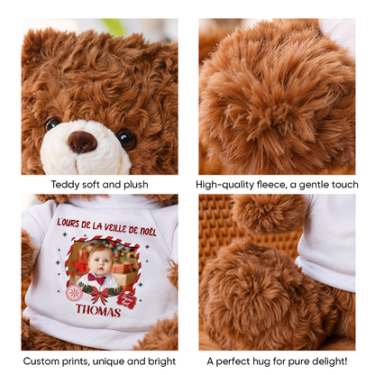 L’Ours De La Veille De Noël - Ours En Peluche en T-shirt Personnalisé avec Photo